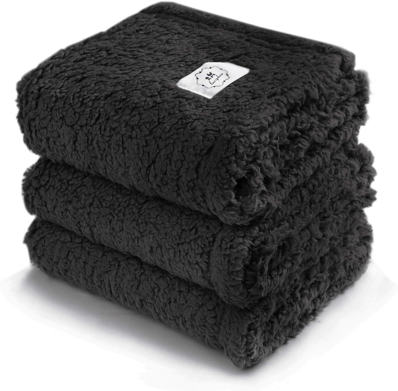 1 Pack 3 Calming Blankets Fluffy Premium Fleece Pet Blanket Soft Sherpa Throw for Dog Puppy Cat Black Small (23”X16'')