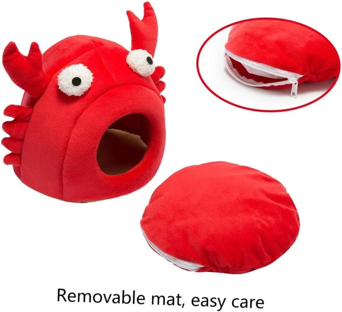 1 Pc Little Pet Crab Nest Guinea Pig Bed Hedgehog Hideout Crab Cat Bed House Small Pet Cotton Dog Sofa Pet Huts Dog Cozy Bed Samll Pet Nest Cat Nest Red Cloth Autumn and Winter