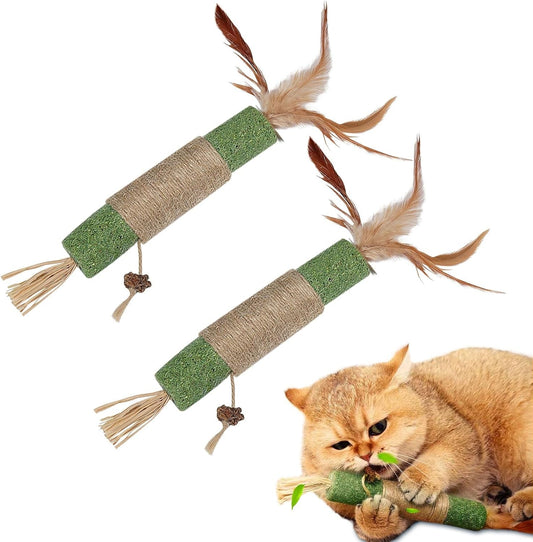 2 Pack Catnip Toys for Cats, Catnip Sticks Cat Toys for Indoor Cats, Cat Chew Toys for Teeth Cleaning, Cat & Kitten Treat, Silvervine Cat Dental Toy