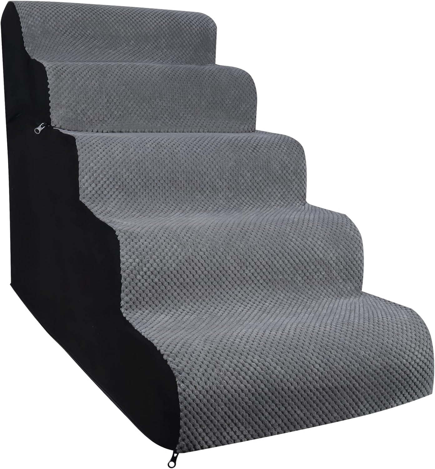 Dog Stairs for Small Dogs, Dog Steps for High Bed and Couch Bed, Pet Steps Stairs for Old Dogs to Get on Bed, with 30D High-Density and Detachable Cleaning (Grey 3 Tiers)