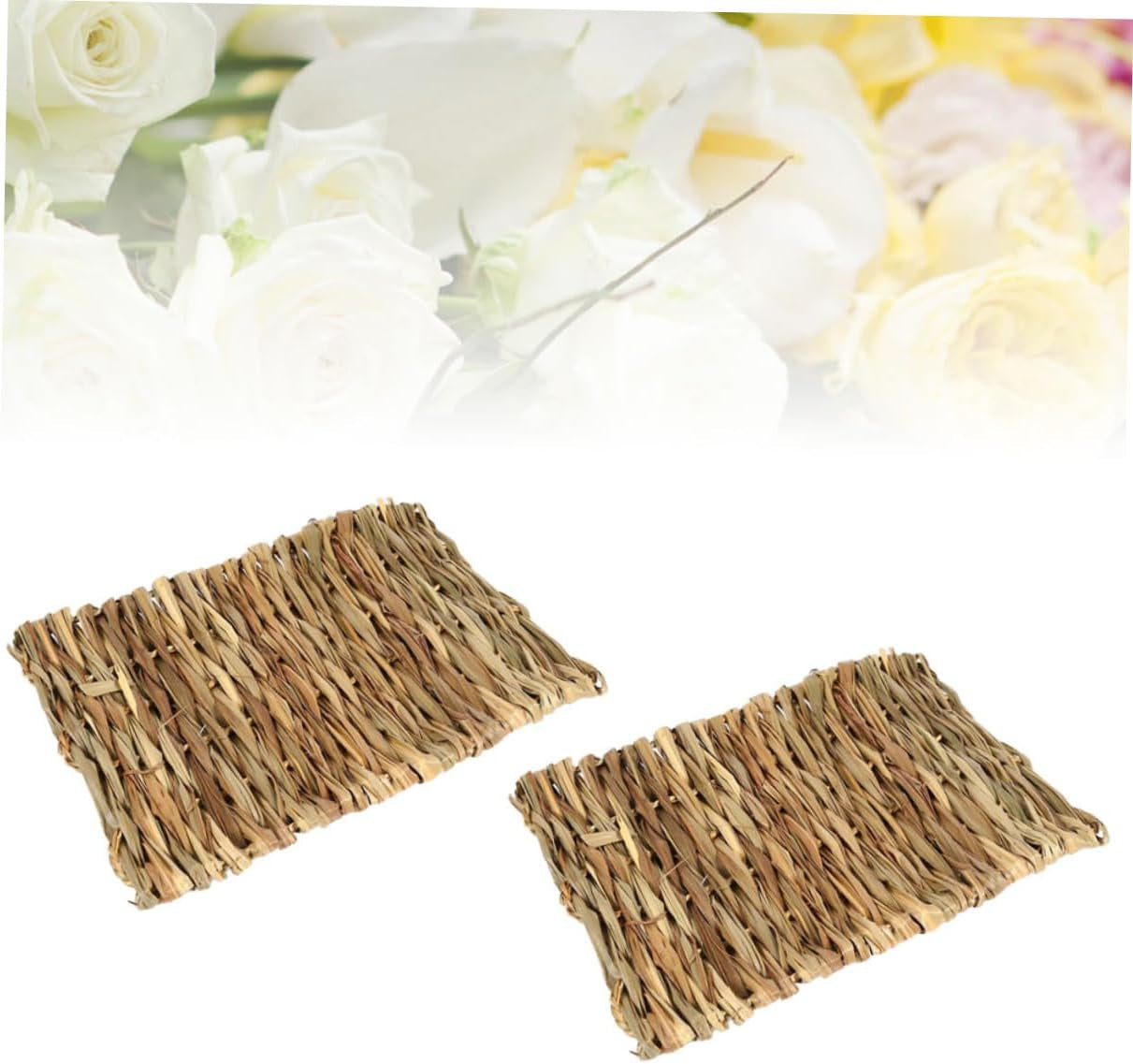 Yardwe 4Pcs Hamster Dry Grass Mat Hamster Grass Mat Hand Woven Straw Mat Small Pets Nest Net