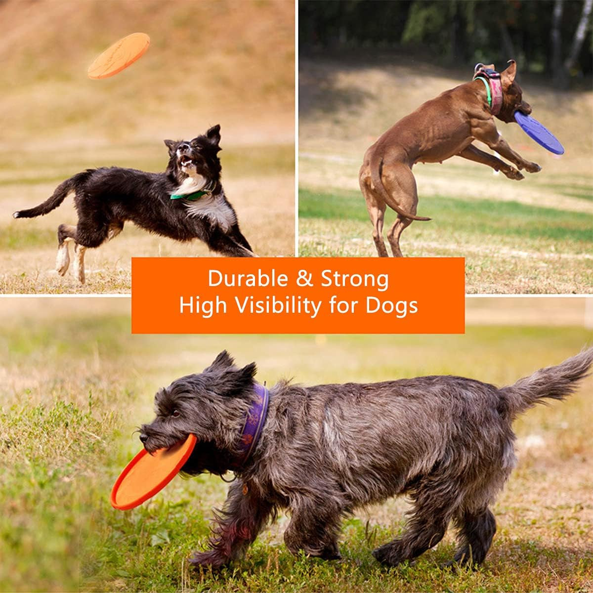 3 Pack Dog Flying Disc Floating Dog Toys, Durable Dog Training Toy Nature Rubber Flying Saucer for Outdoor Pool Water (Small)