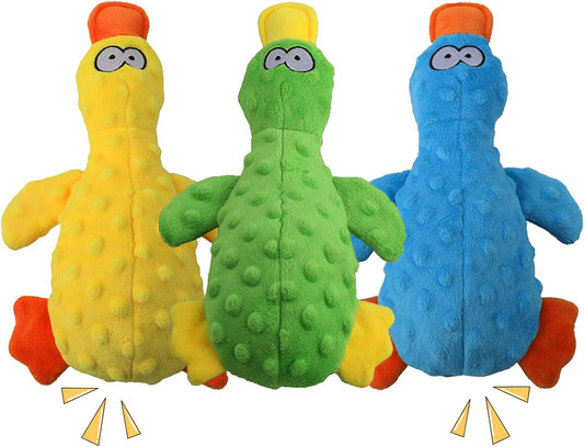 3 Pack Squeaky Dog Toys,Duck Crinkle Plush Dog Toys for Aggressive Chewers,Durable Interactive Dog Toys for Puppy Small, Medium and Large Dogs Teething/Entertaining/Reduce Boredom