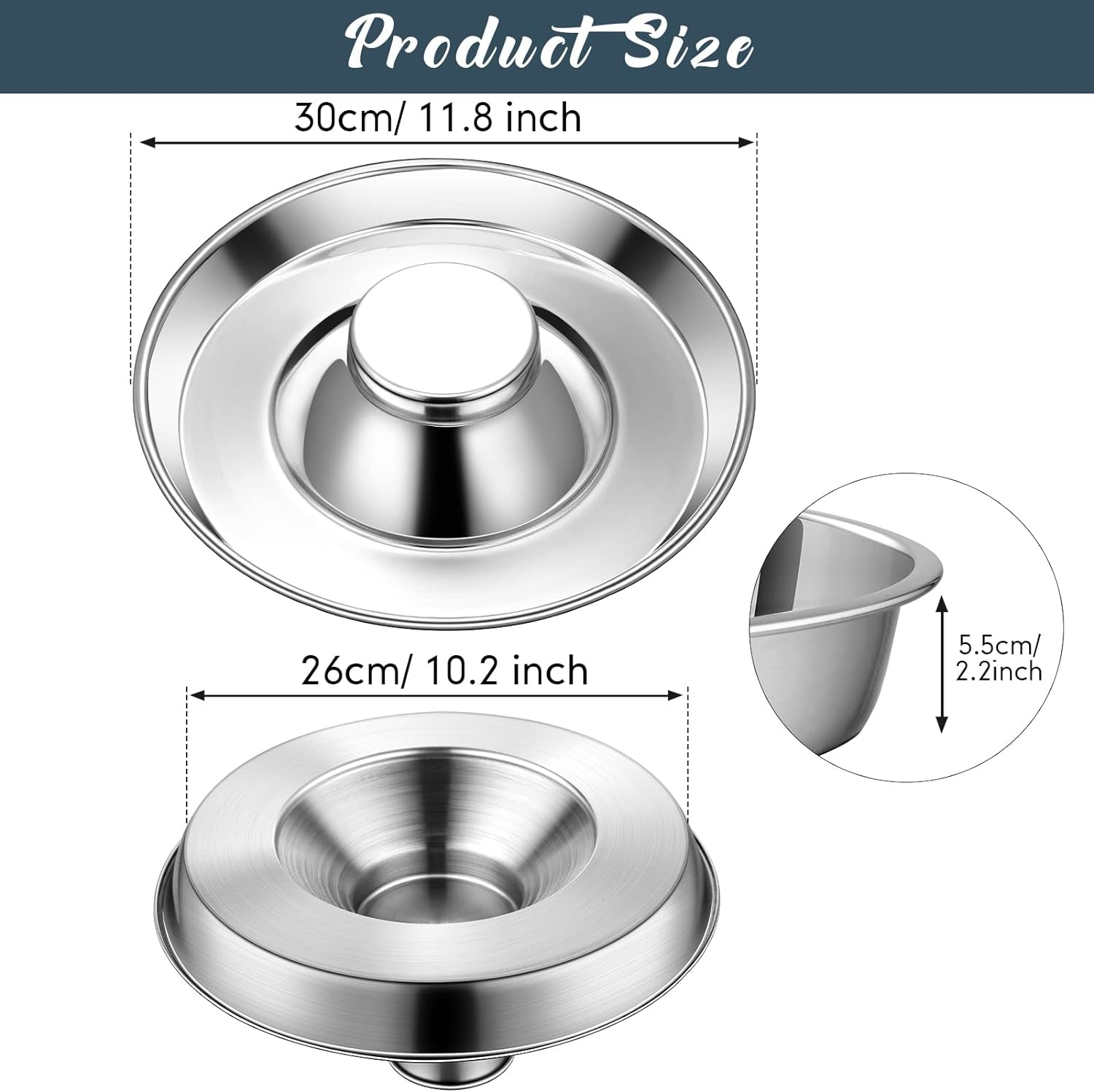 Zopeal 6 Pcs Puppy Feeding Bowls 11.8" Stainless Steel Puppy Weaning Feeder Bowl Dog Food Water Bowls for Litters, Food Feeding Weaning Bowl for Small Medium Large Dogs, Pets