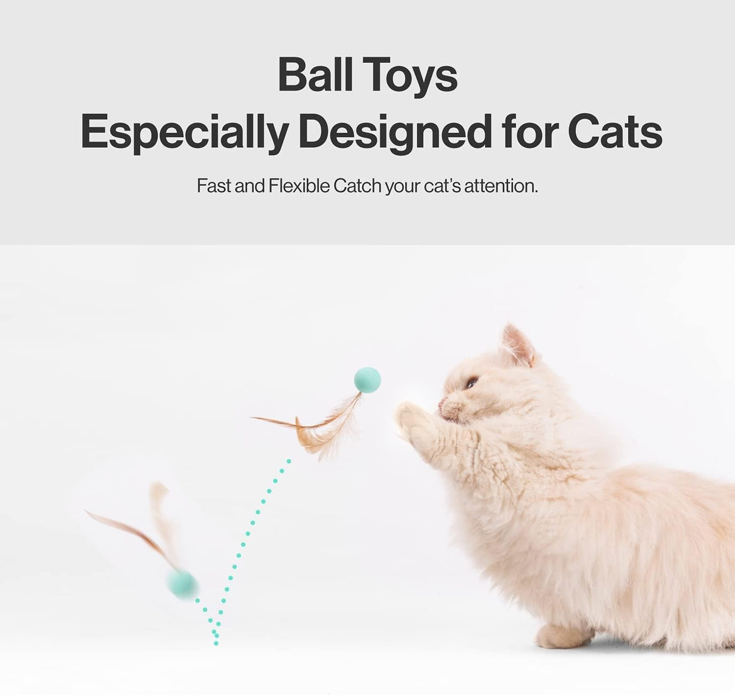 3 Pcs Cat Toy Balls Bite Resistant Cat Toys Bouncy Balls with Feathers High Rebound Pet Interactive Kitten Toys for Cats Indoor and Outdoor Play Interaction