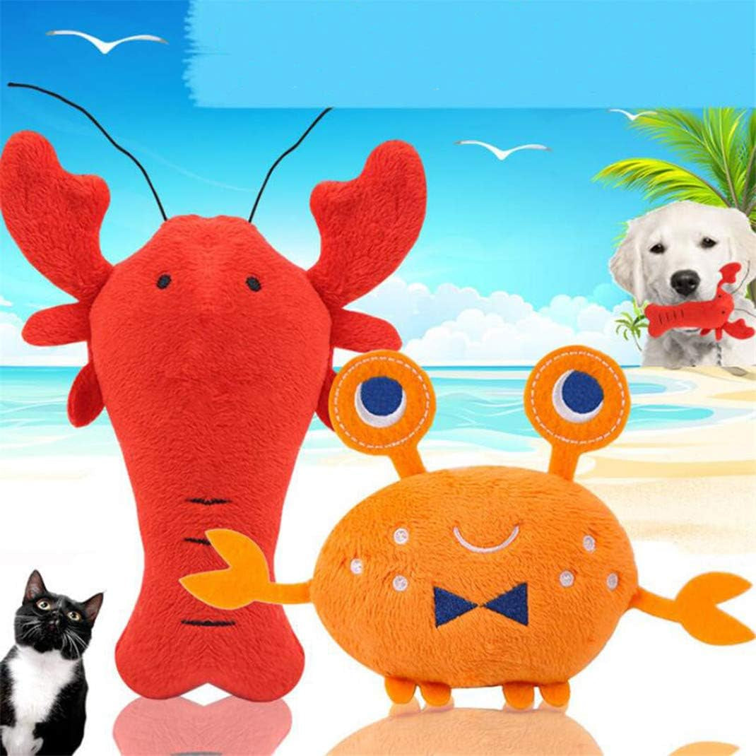 1PC Soft Plush Dog Toy Cartoon Lobster Crab Dog Squeaker Toy Interactive Puppy Toy for Small Dogs