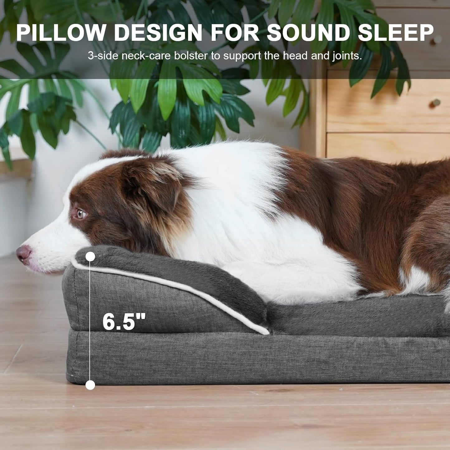 Dog Beds for Large Dogs, Washable Large Dog Bed, Dog Couch Bed for Comfortable Sleep, Orthopedic Egg Foam Bolster Dog Bed with Removable Washable Cover and Nonskid Bottom Couch, Pet Bed