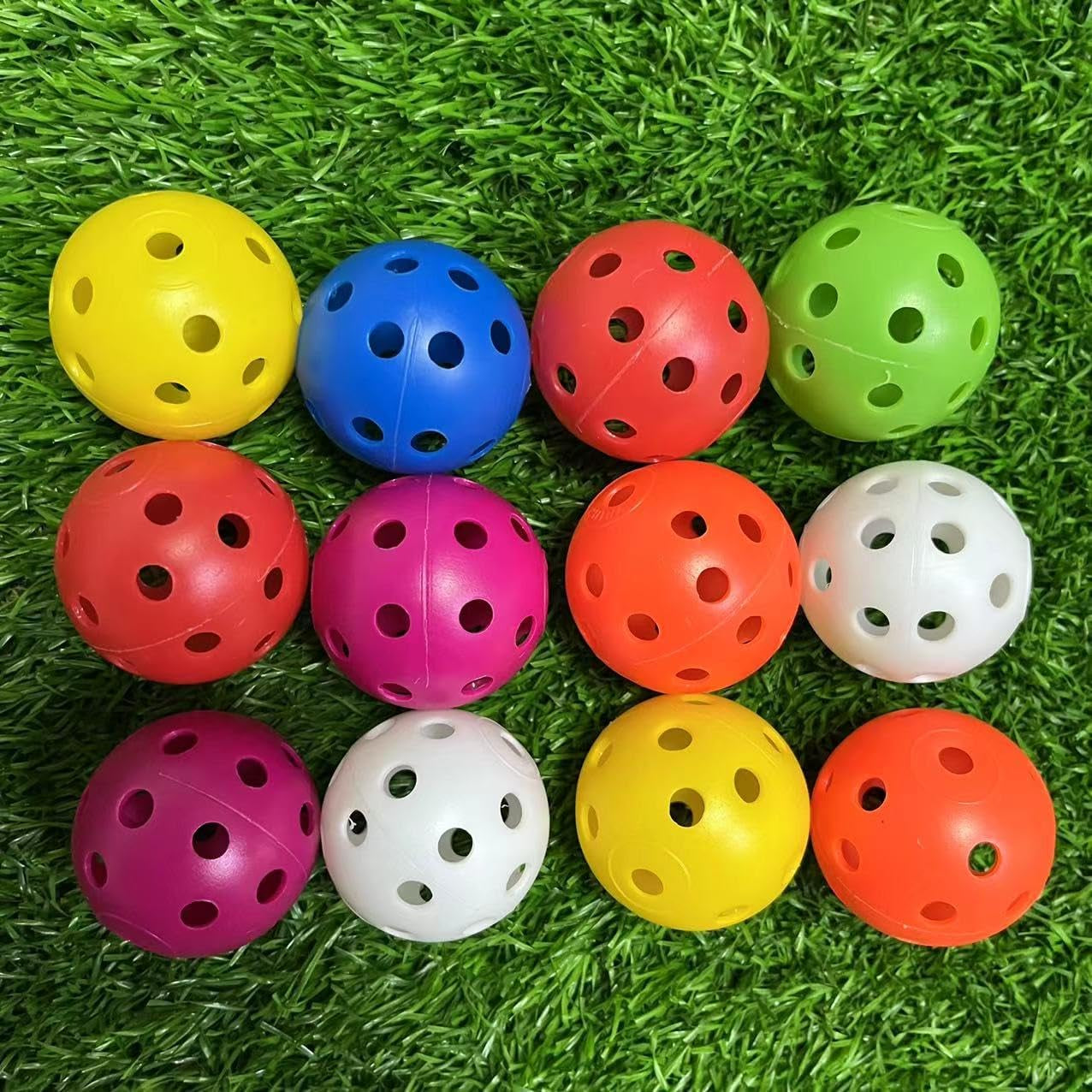 12PCS Value Pack Plastic Ball Cat Toys Balls without Bells for Indoor Kitten, Gifts for Cats（26 Holes, 42Mm