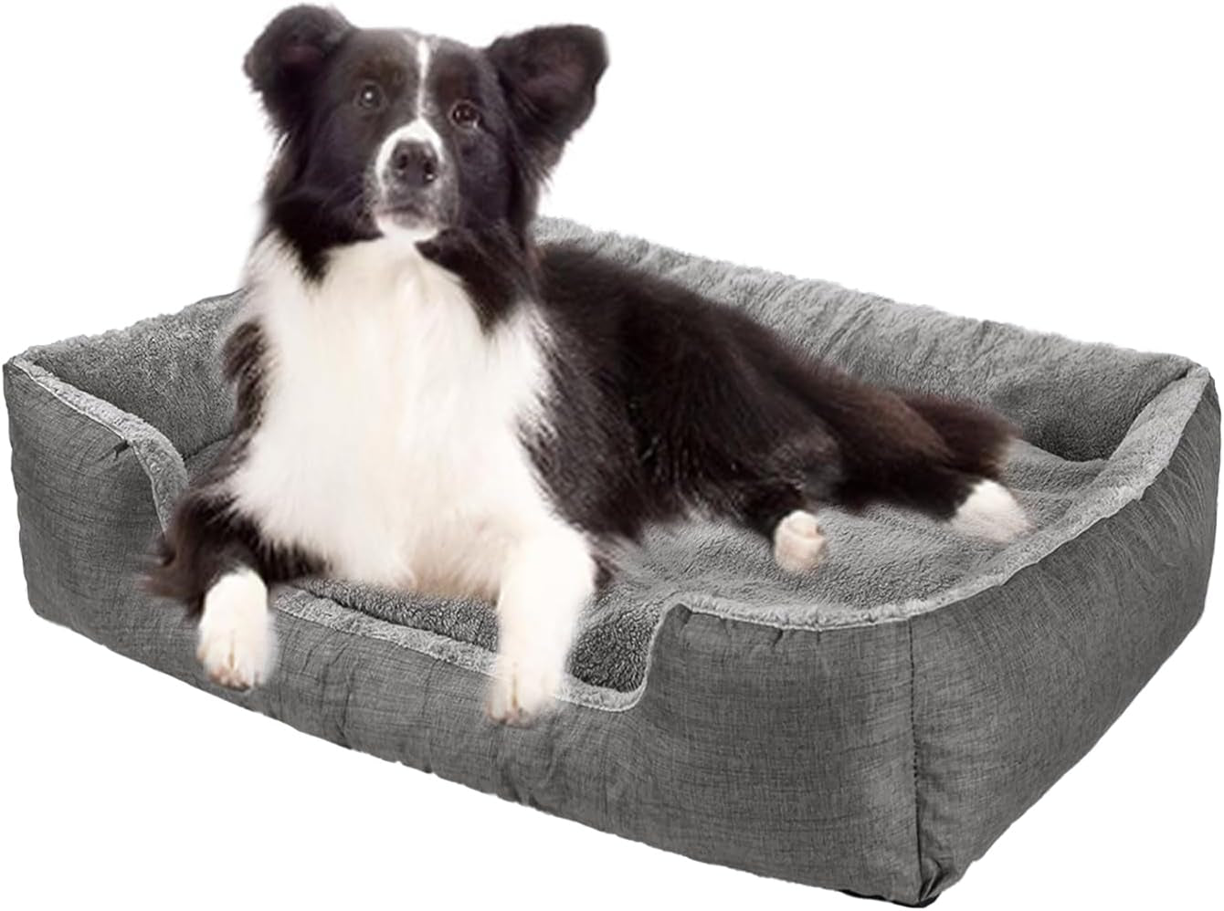 Dtxdtech Dog Beds for Large Dogs,35.4'' X 27.6'',Pet Bed Inner Waterproof Dog Bed with Non-Slip Bottom for Medium Dog,Rectangle Square Pet Bed Indoor,Machine Washable,Large,Grey