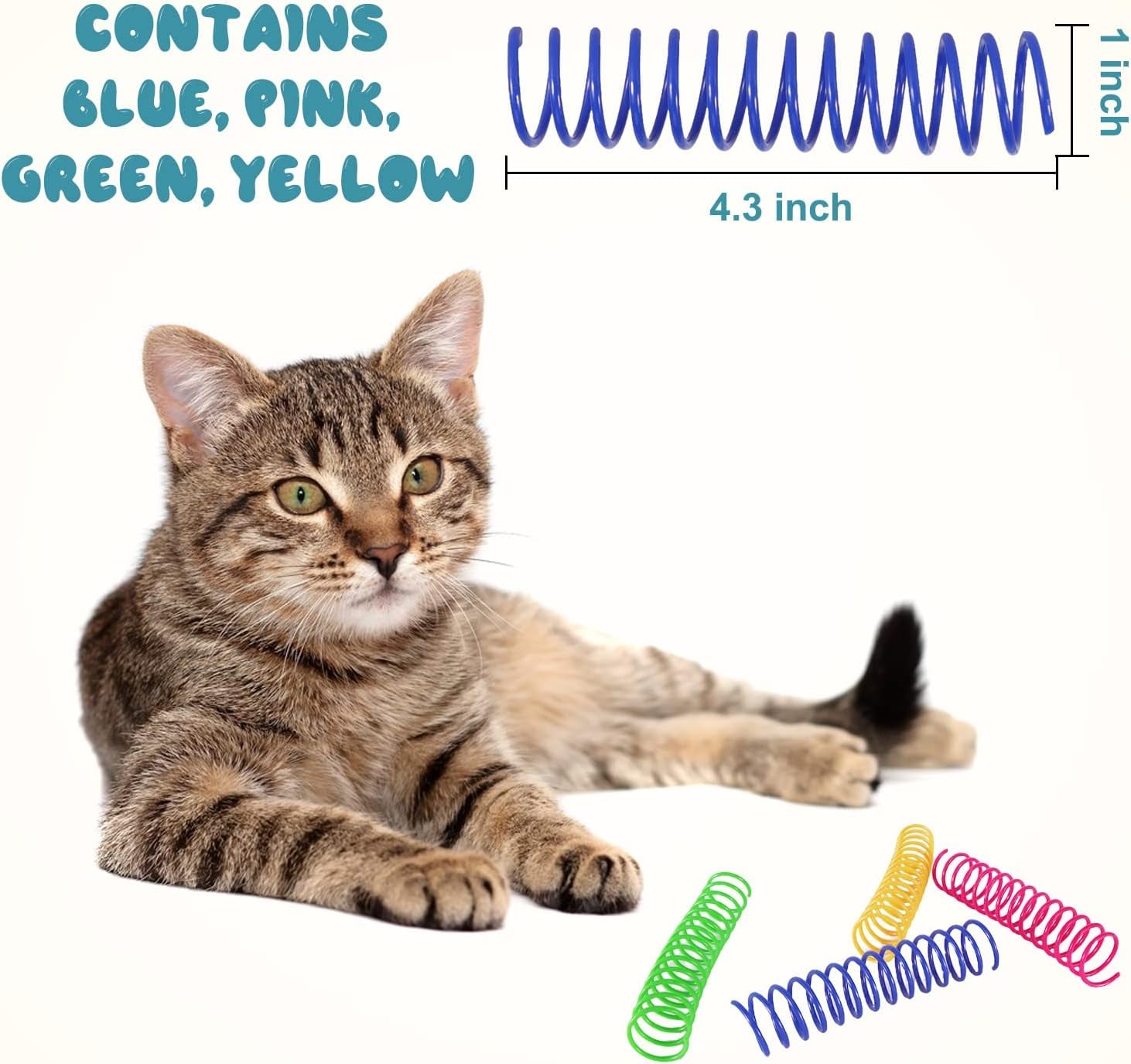 100 Pcs Cat Springs Toys, Cat Spiral Springs Colorful Interactive Cat Toys for Indoor Cats, Lightweight Durable Plastic Cat Spring Coil for Chewing, Swatting, Biting, Hunting Kitten Toys