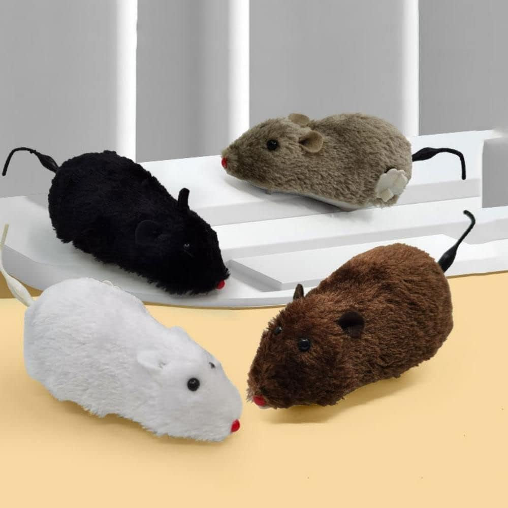 1 Pc Furry Mice Cat Toy Wind up Toys Realistic Mouse Toys Funny Moving Toys, Interactive Play Mouse Toy for Cat Kitten