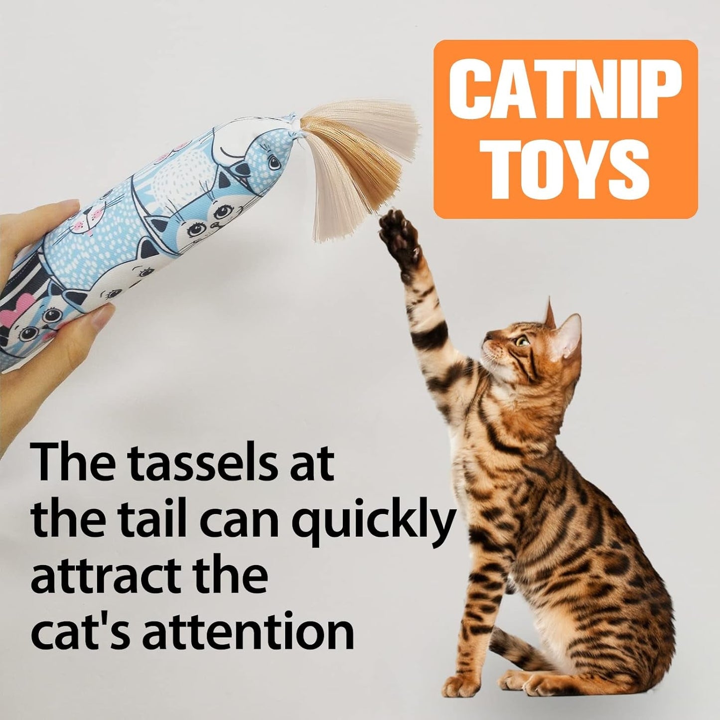 3PCS Catnip Toys for Cat, Catnip Toy Gifts for Indoor Cats, Cartoon Printed Catnip Toy with Tassels, Cat Chew Toys Kitten Kitty Pillow, Bite Resistant Products for Cats