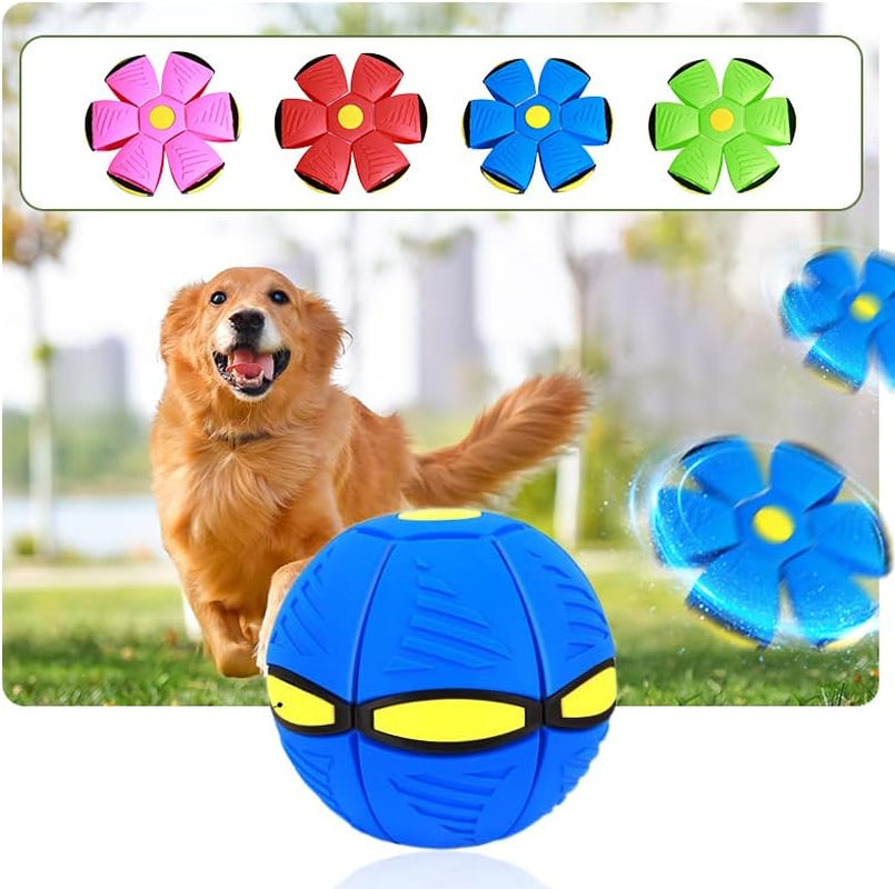 2023 New Pet Toy Flying Saucer Ball, Durable Flying Saucer Dog Toy for Interactive Play, Safe and Non-Toxic Pet Flying Saucer Ball (3 Lights,Red)