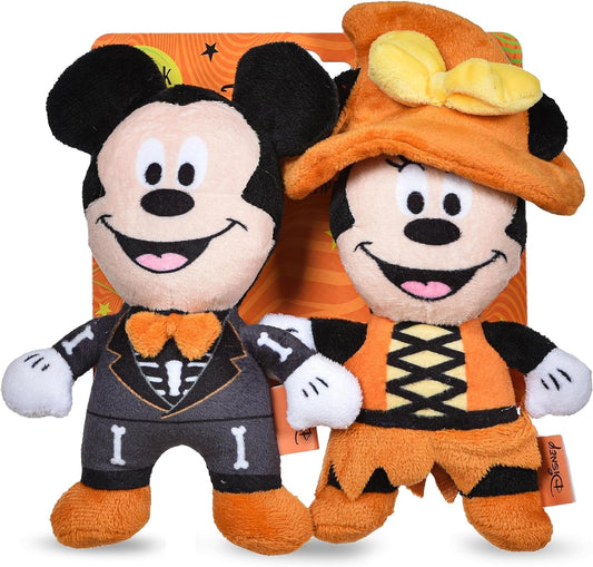 2Pc 6" Halloween Plush Mickey & Minnie Mouse Toys for Dogs | Mickey & Friends Plush Dog Toy | Halloween Toys for Dogs, Official Dog Toy Product of Disney for Pets