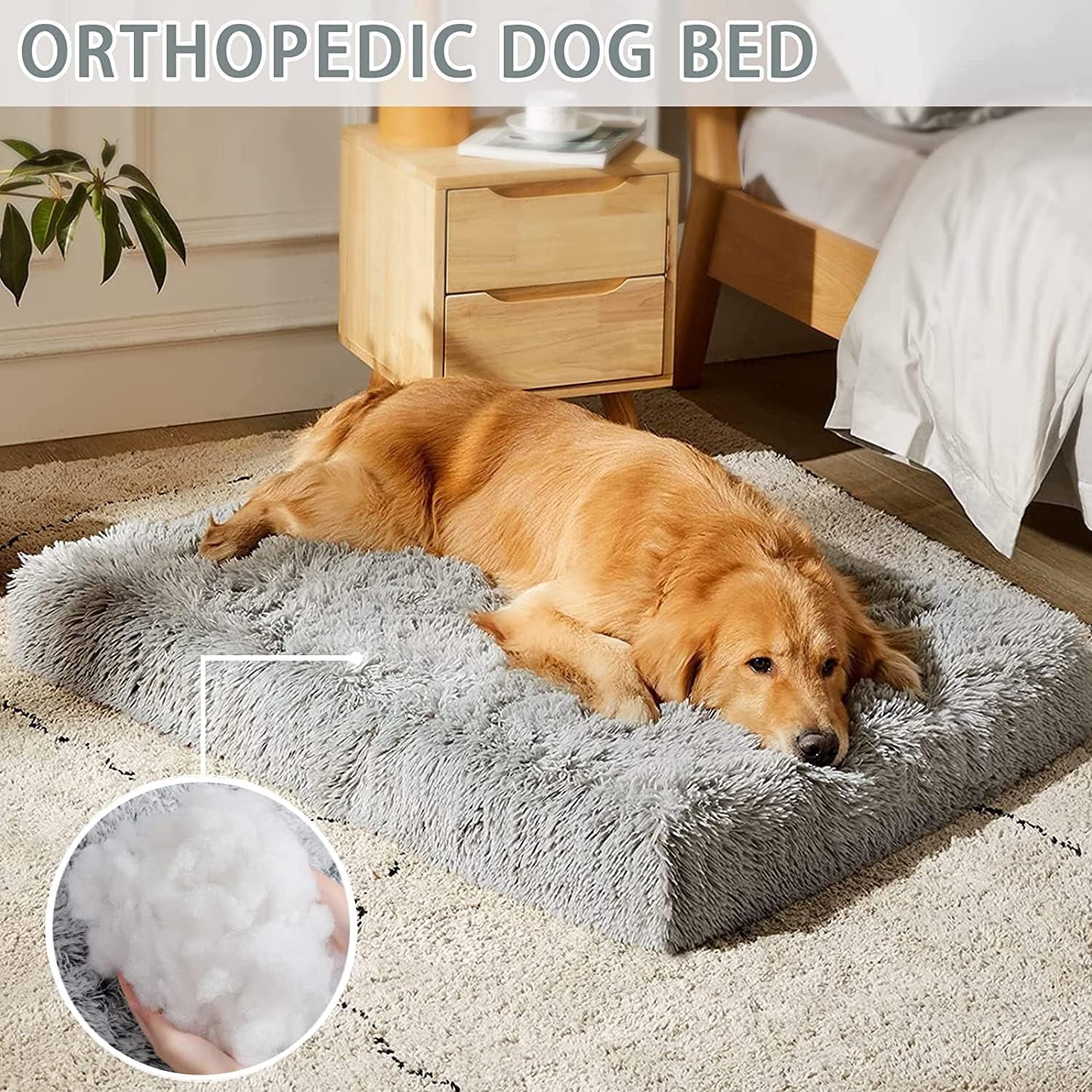 CHUKCHI Large Dog Bed, Non-Slip Soft Plush Dog Cage Bed, Plush Soft Pet Beds,For Large Medium Small Dogs and Cats Dog Bed Pad