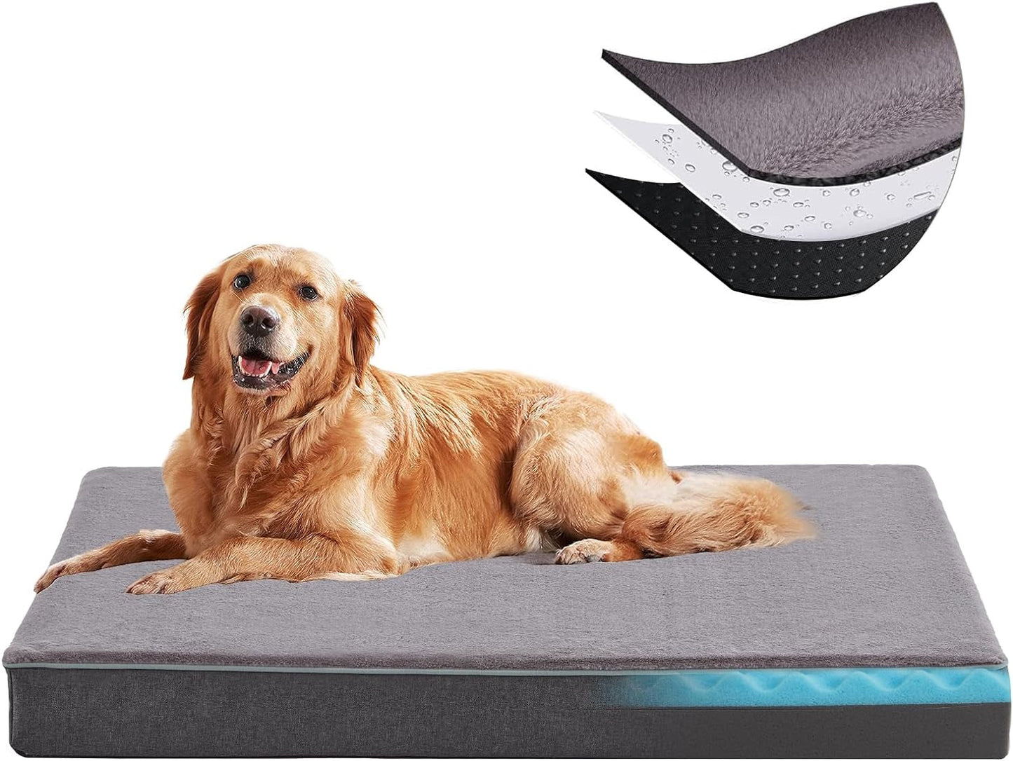 Cooling Dog Beds for Large Dogs, Orthopedic Memory Foam Dog Bed, Large Pet Beds with Washable Cover, Ideal for Arthritic Dogs up to 65Lbs