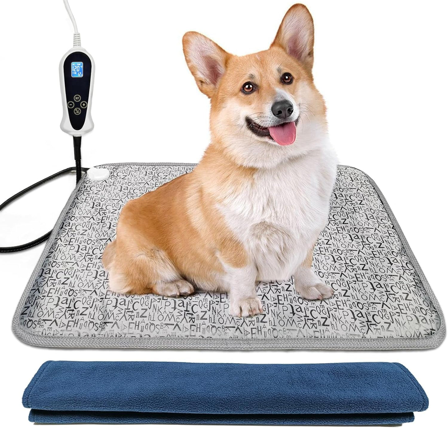 Dog Heating Pad, Pet Heated Pad Puppy Heating Pad for Whelping Box,Upgraded Adjustable Controller,Waterproof Heated Pet Bed for Dogs with Chew Resistant Steel Cord(Letter, 28 * 18In)