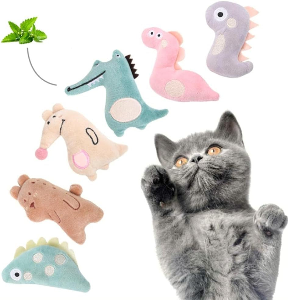 1/6 Pcs Catnip Toys for Indoor Cats Interactive, Funny Kitten Toy Cat Chew Toy, Gift for Cat Lovers, 6 Cute Animal Shapes Design(Brown Bear)