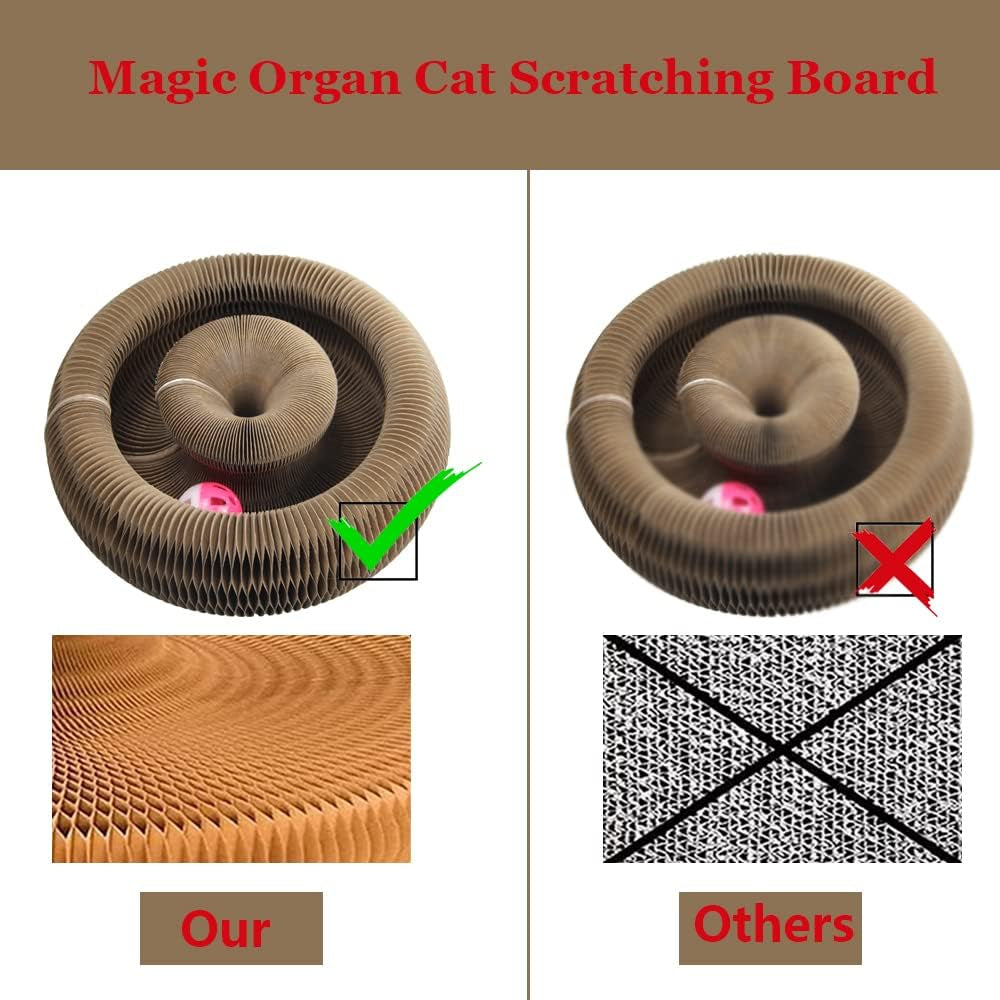 Magic Organ Cat Scratching Board with Toy Bell, Cat Scratcher for Grinding Claw, Cardboard Cat Scratcher Board Foldable