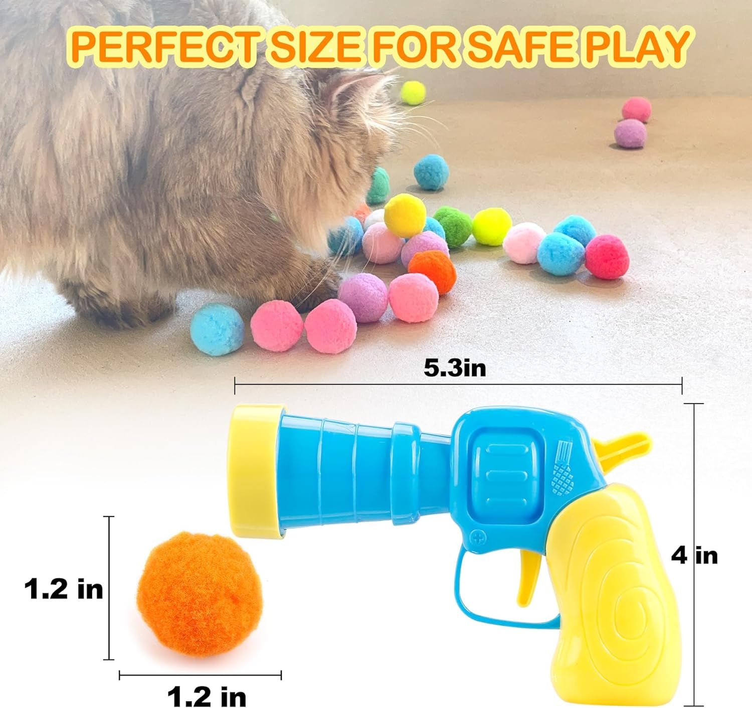 31Pcs Cat Ball Toy Launcher Gun, Cat Balls Fetch Toy, 30Pcs Plush Fuzzy Balls Launcher Cat Toy for Cats with 1 Gun, Funny Interactive Cat Toys for Bored Indoor Adult Cats, Cute Kitten Kitty Toys