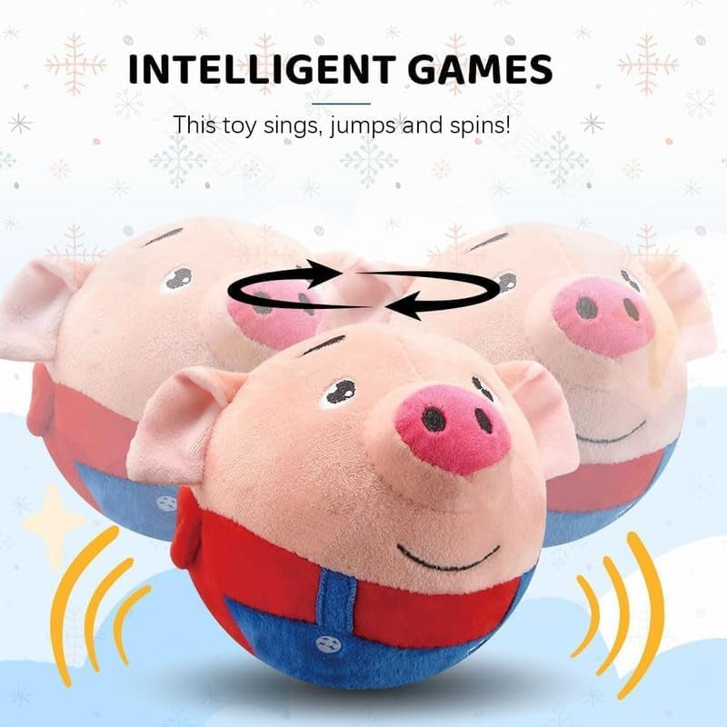 2024 NEW Active Moving Pet Plush Toy, Interactive Dog Toys Squeaky Moving Dog Ball Toy, Washable Cartoon Pig Plush Sound Electronic Dog Toy for Dog, Pets, Cats(E)