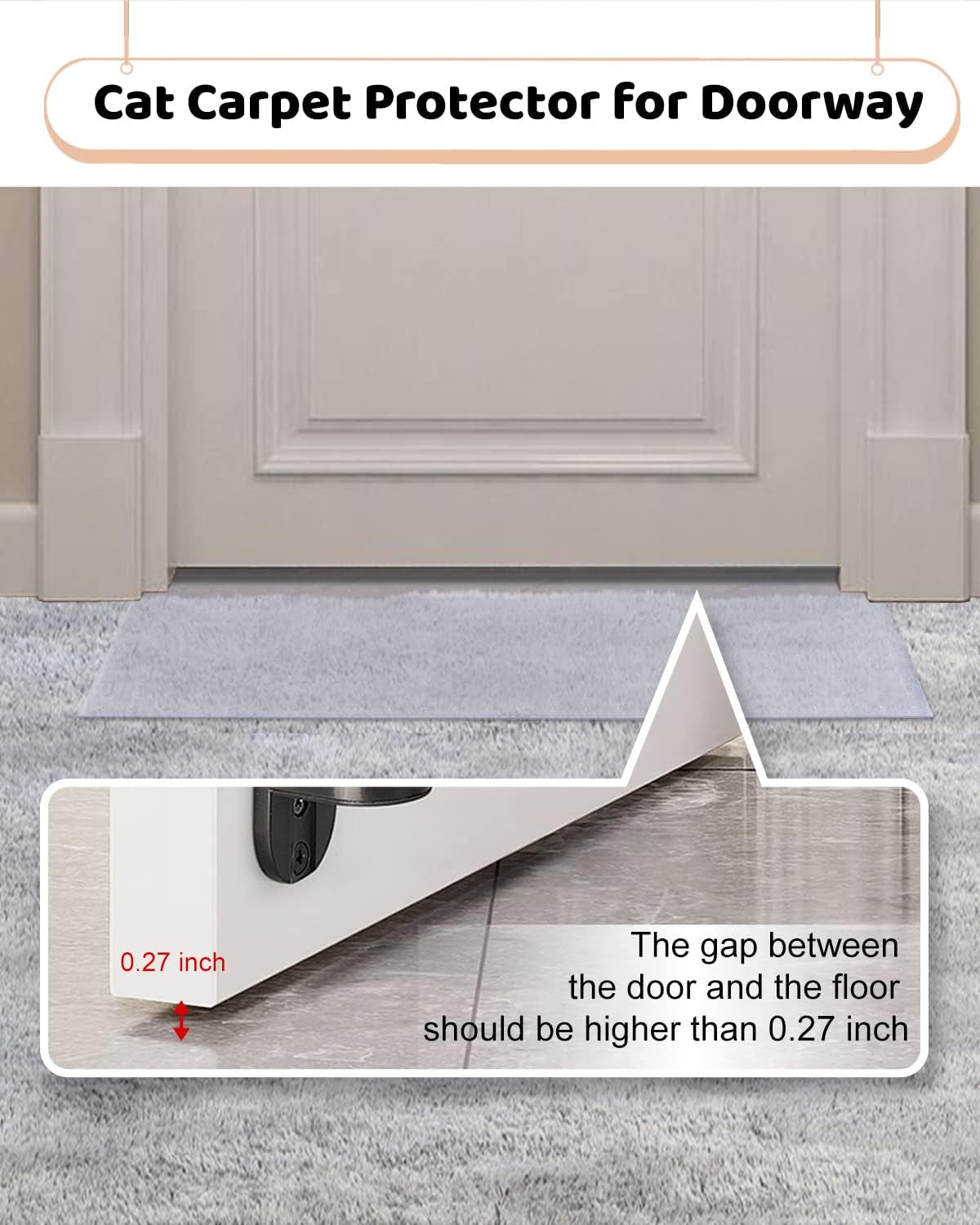 3.3Ft Cat Carpet Protector for Doorway, under Door Carpet Protector Prevent Carpets Rugs from Scratching Tearing at Doorway