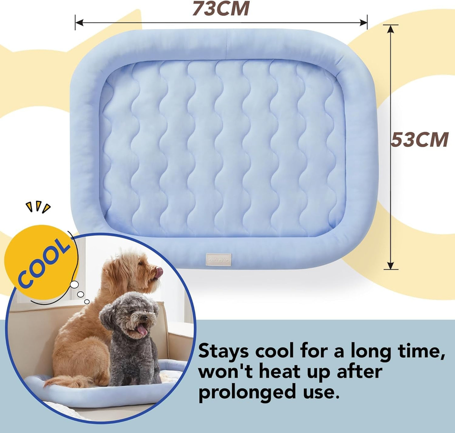 Cooling Mat for Dogs, Medium Size Pet Cooling Pad for Crate, Non-Slip Washable Soft Material Safe Pet Bed for Puppy, Cooling Bed Mats for Dogs and Cats Blue 29"X21"