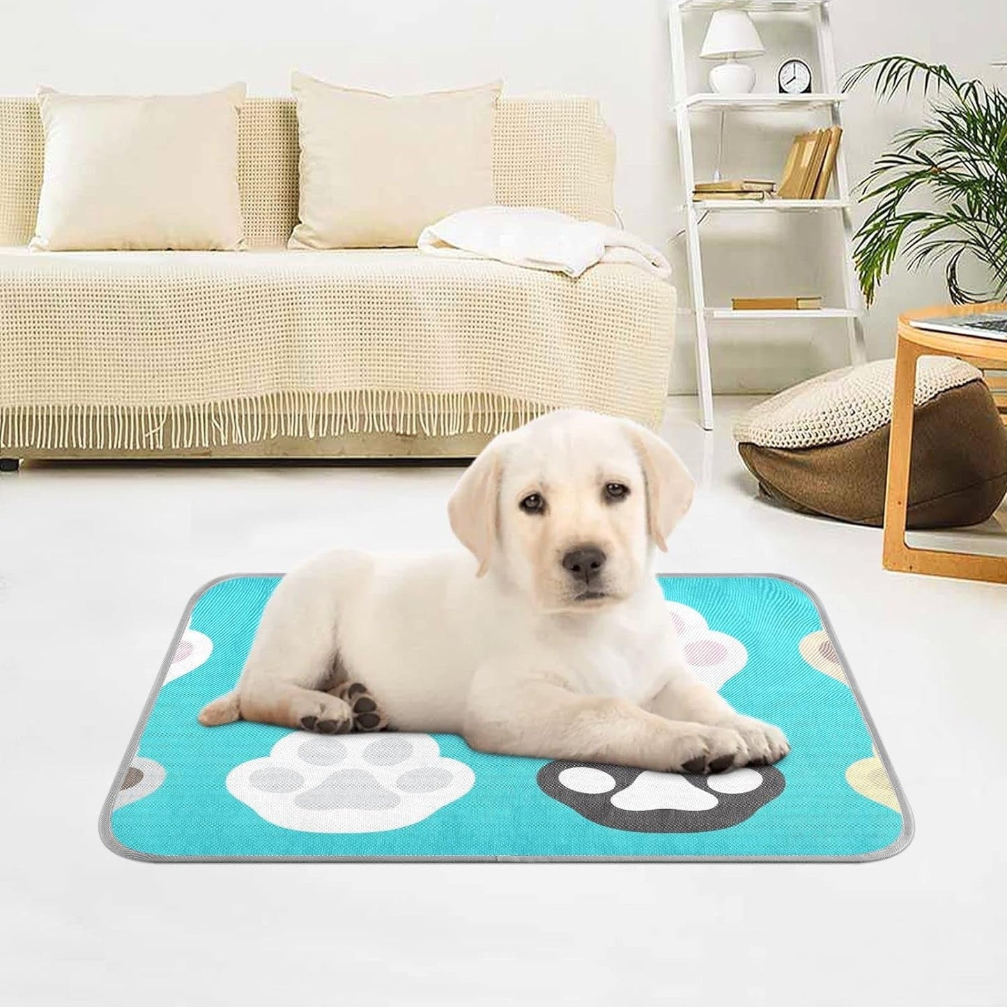 Footprints Cooling Bed Mat for Dogs Blanket Pad Summer Pet Bed Cooling Mat for Cat Dog Rabbit-M