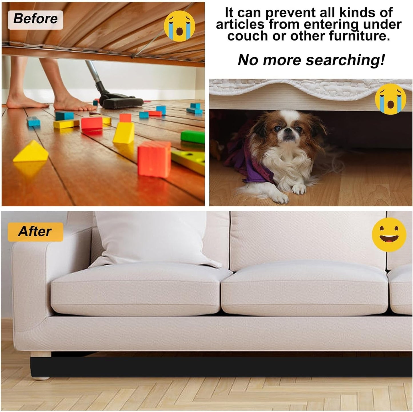 32.8 Feet under Bed Blocker for Pets Adjustable Gap Bumper Toy Blocker for under Couch with Adhesive Mounting Strap for Stopping Toys Going under Bed Couch Sofa(1 Roll, 3.9 Inch X 32.8 Feet)