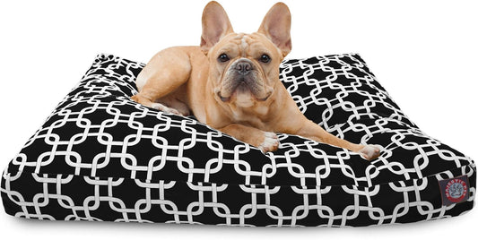 Black Links Small Rectangle Indoor Outdoor Pet Dog Bed with Removable Washable Cover by Majestic Pet Products