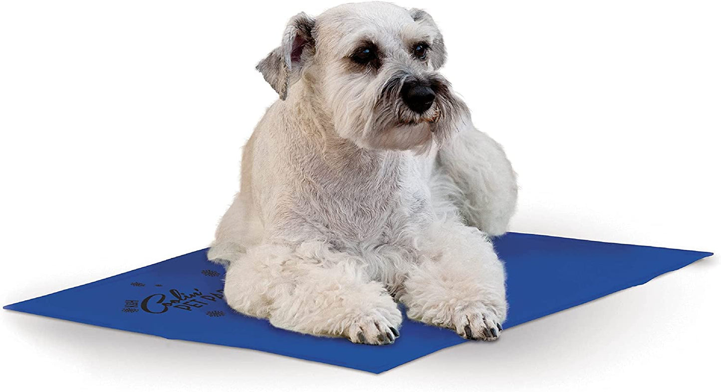 K&H Pet Products Dog Cooling Mat, Outdoor Pet Bed Cooling Pad for Dog Travel Carriers, Easy Carry Non-Toxic No Gel Cooling Dog Bed for Summer, for Cats, Rabbits and More - Blue Medium 20" X 15"