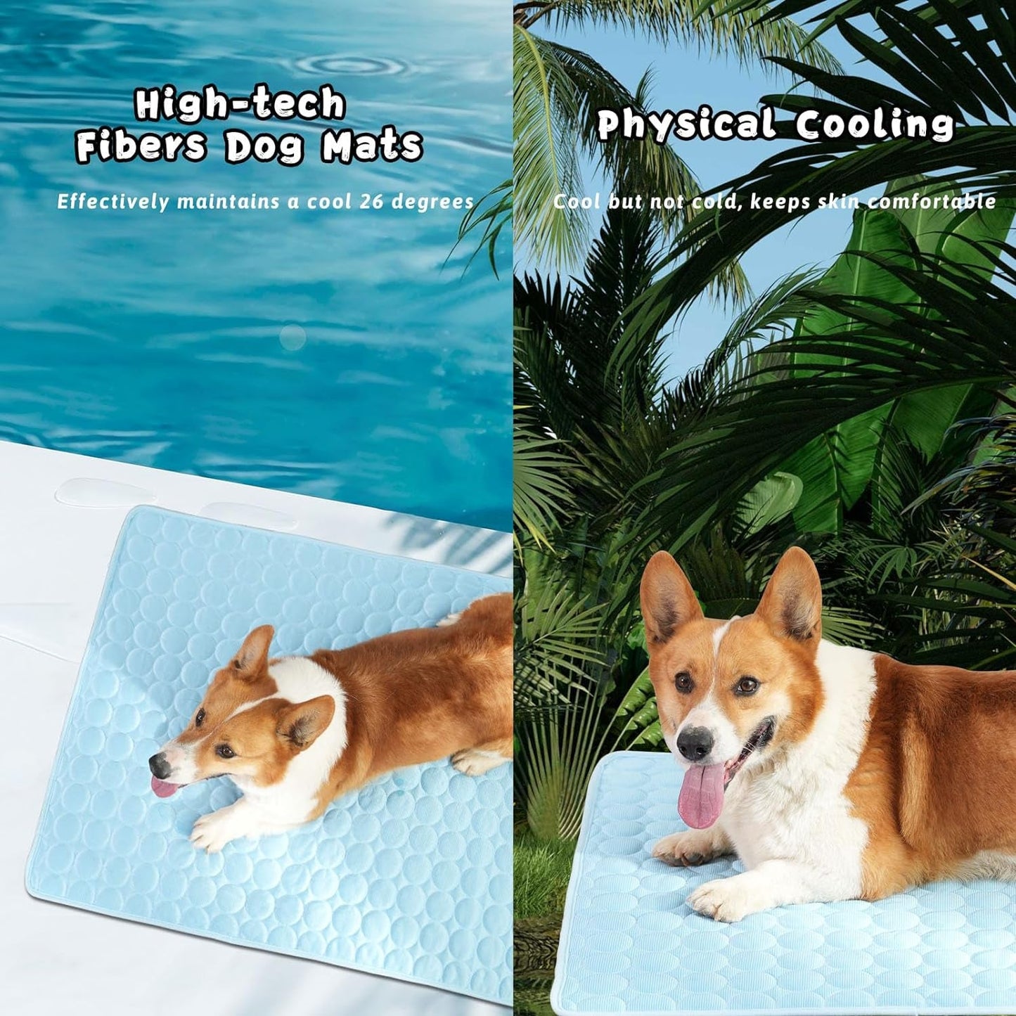 Dogs Cats Pet Cooling Mat, Summer Dog Cooling Pads Summer Sleeping Kennel Mat, Cooling Mat for Dogs Non-Slip for Indoor or Outdoor, Blue XL