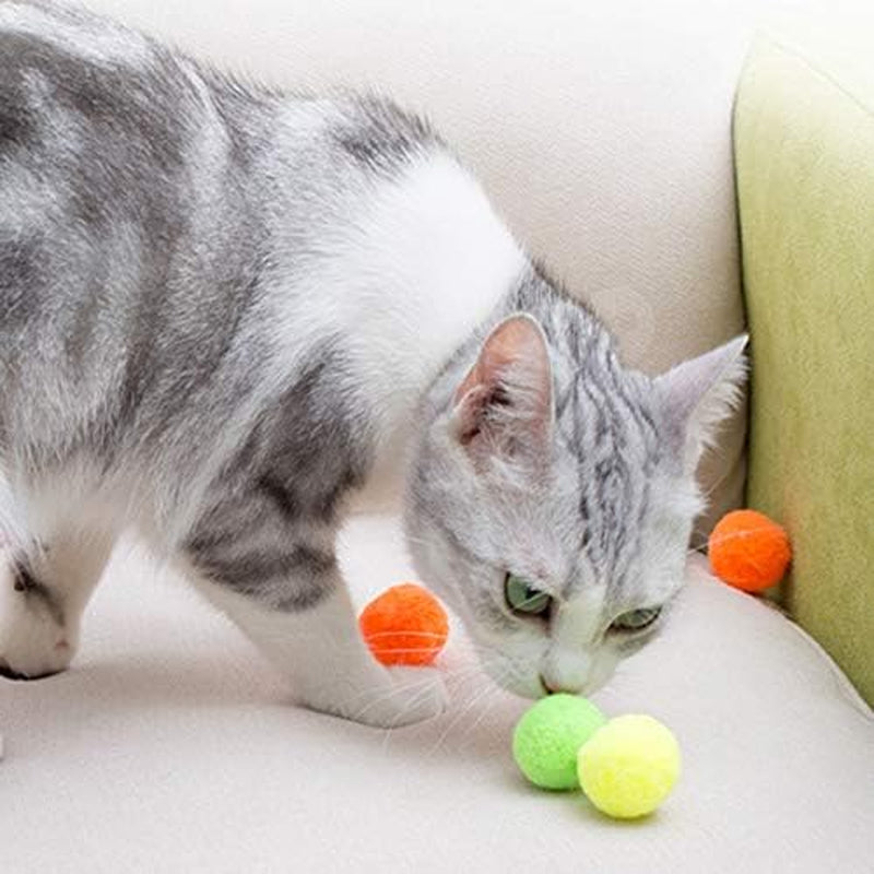 30 Pcs Cute Funny Cat Toys Stretch Plush Ball Soft Colorful Cat Toy Ball Interactive Cat Toys Kitten Toys Chew Toy