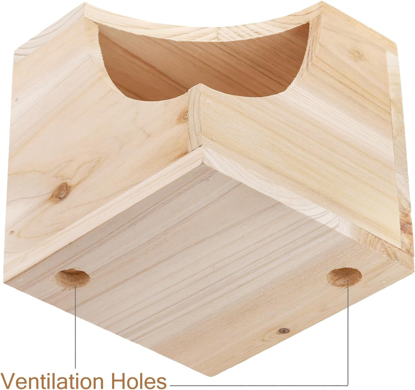 Yesland Wood Chinchilla House, Natural Square Small Animal Hideout Hut for Chinchilla, Squirrel, Sugar Gliders in Cage - 6.5 X 6.5 X 6.5 Inches