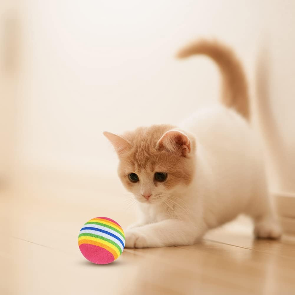 10Pcs Red Rainbow Cat Toy Balls Soft Durable EVA Foam Interactive Indoor Kittens Toys 1.57Inch Small Dogs Puppies Cat Toy Balls Chase Sponge Ball Indoor Activity Play Game Training