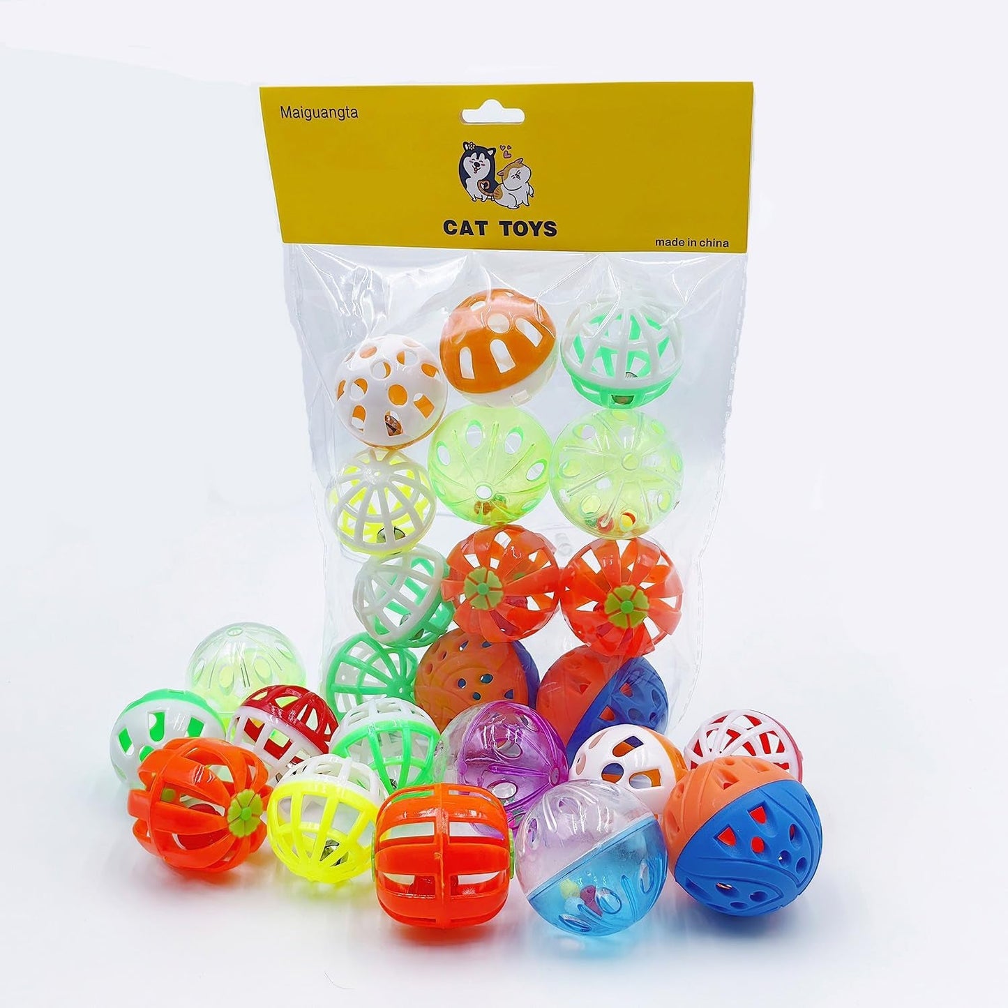 12PCS Value Pack Plastic Ball Cat Toys Lattice Balls with Bell Jingle Kitten Toys,Perfect for Kittens,Cats, and Puppies!