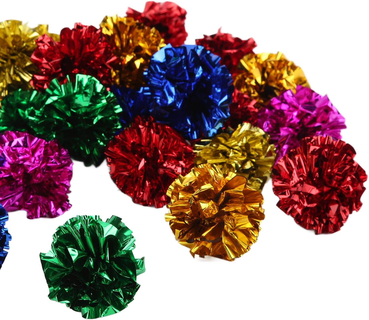 30 Pack Crinkle Balls Cats Sparkle Ball Colorful Mylar Balls Crinkle Paper Ball for Cats Interacting