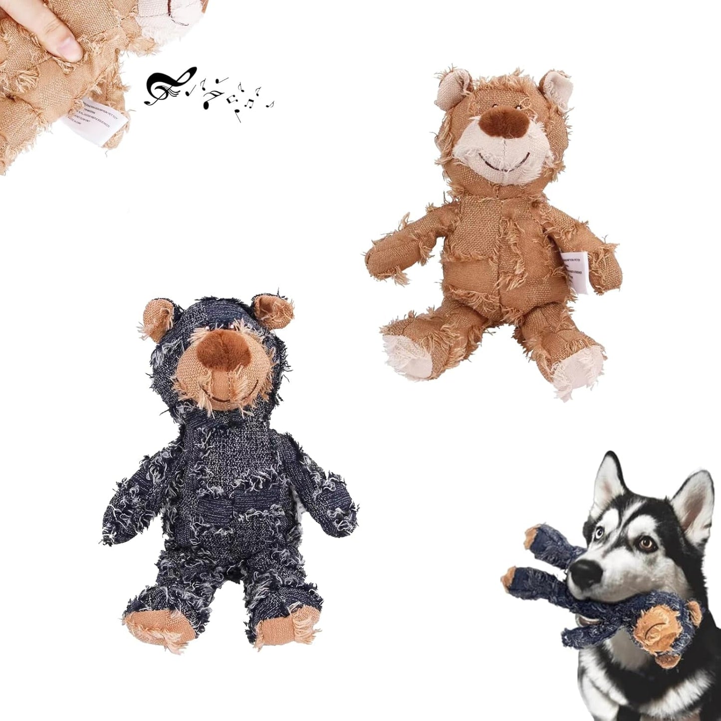 2023 New Indestructible Robust Bear Dog Toy- Companion for Heavy, Stuffed Plush Dog Toys Ideal Pet Gift for Small, Medium, and Large Breeds (L, Mix-3)