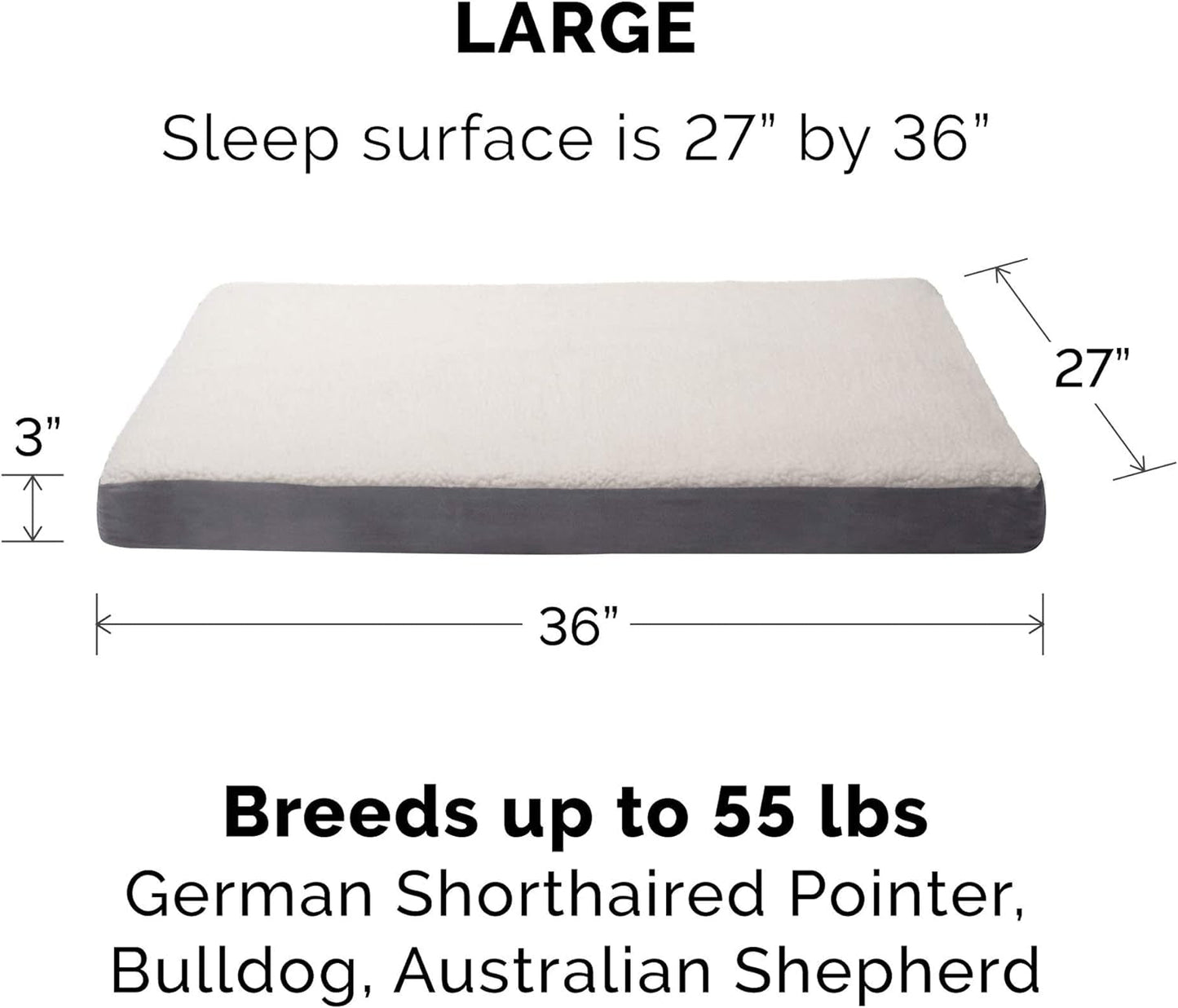 Furhaven Replacement Dog Bed Cover Sherpa & Suede Mattress, Machine Washable - Gray, Large