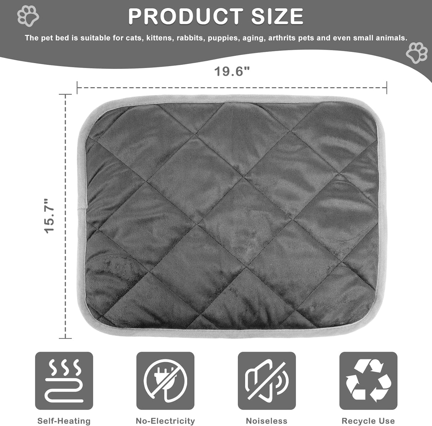 4Pcs Cat Pad Dog Mat 20 X 16 Inch Washable Summer Soft Pet Pad Dog Cat Bed for Crate Bed Kennels Sofa Floors Outdoor Portable Dark Grey