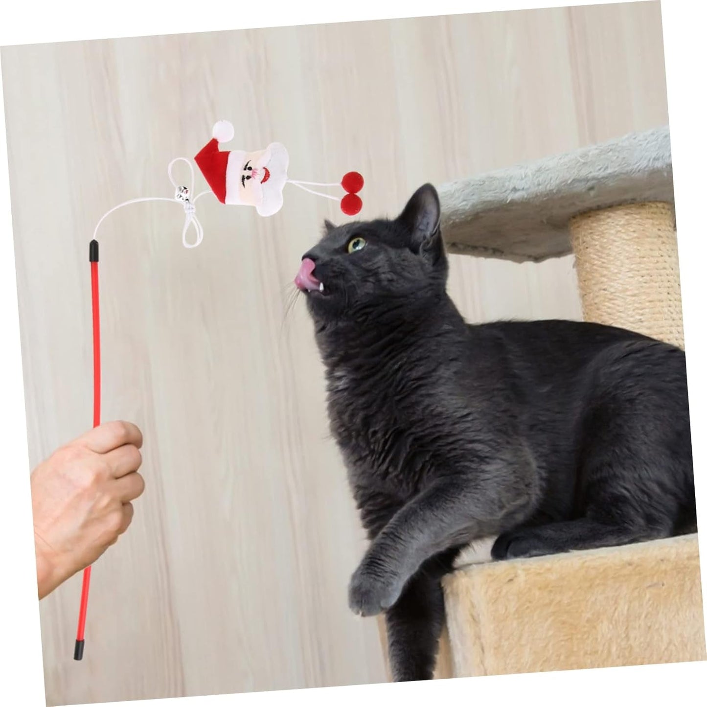 2Pcs Cat Teaser Cat Wand Toys Cat Catcher Christmas Stocking Decorations Cat Exerciser Wand Santa Claus Cat Toys Cat Chasing Wand Cat Teasing Toy Cat Wands Kitten Elder Pp Stick