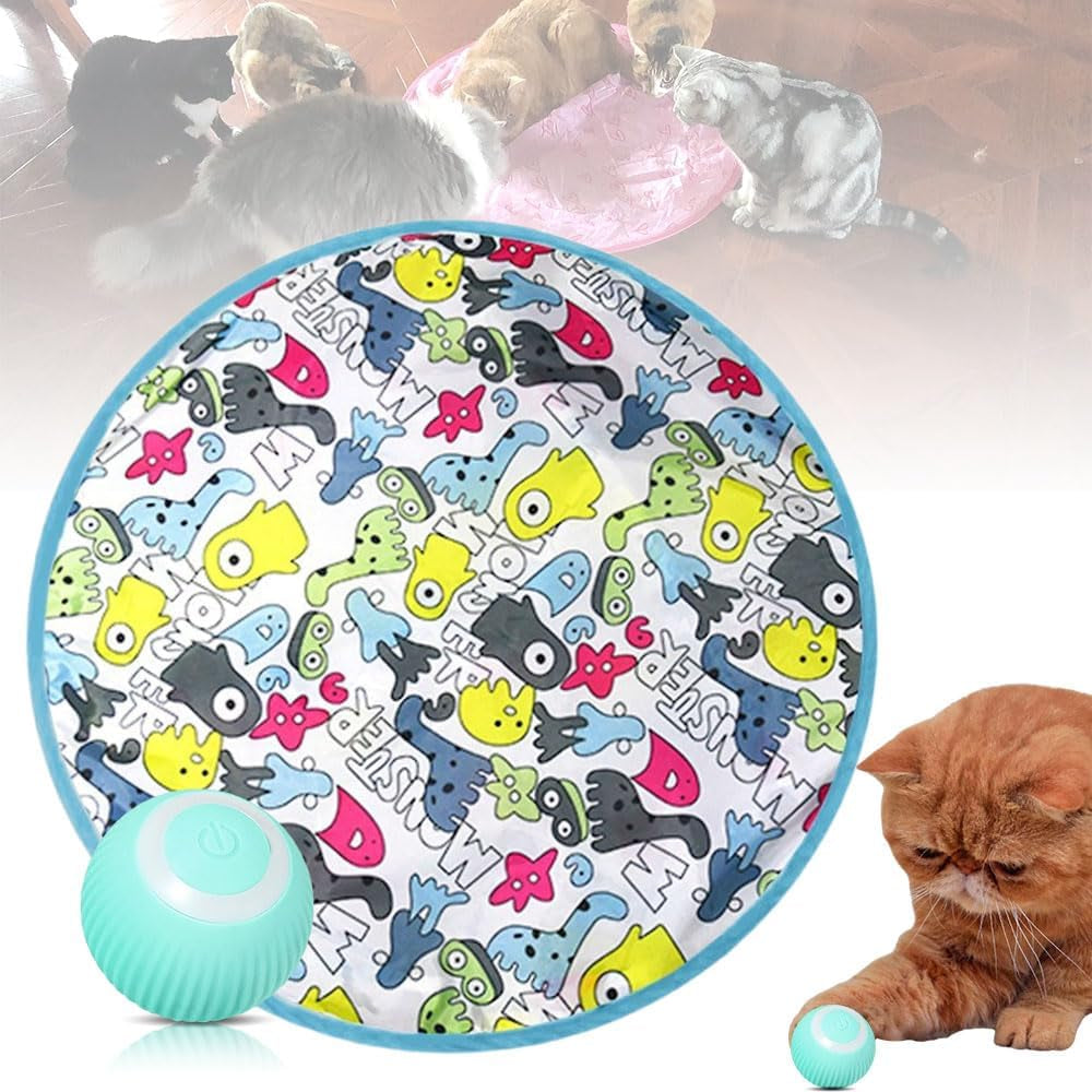 2 in 1 Simulated Interactive Hunting Cat Toy, 2024 New Cat Hunting Cover with Ball, Simulated Cat Hunting Toy Cat Ball Toy, Electronic Cat Interactive Toy Fun Cat Tunnel Toy for Indoor Cats (Green)