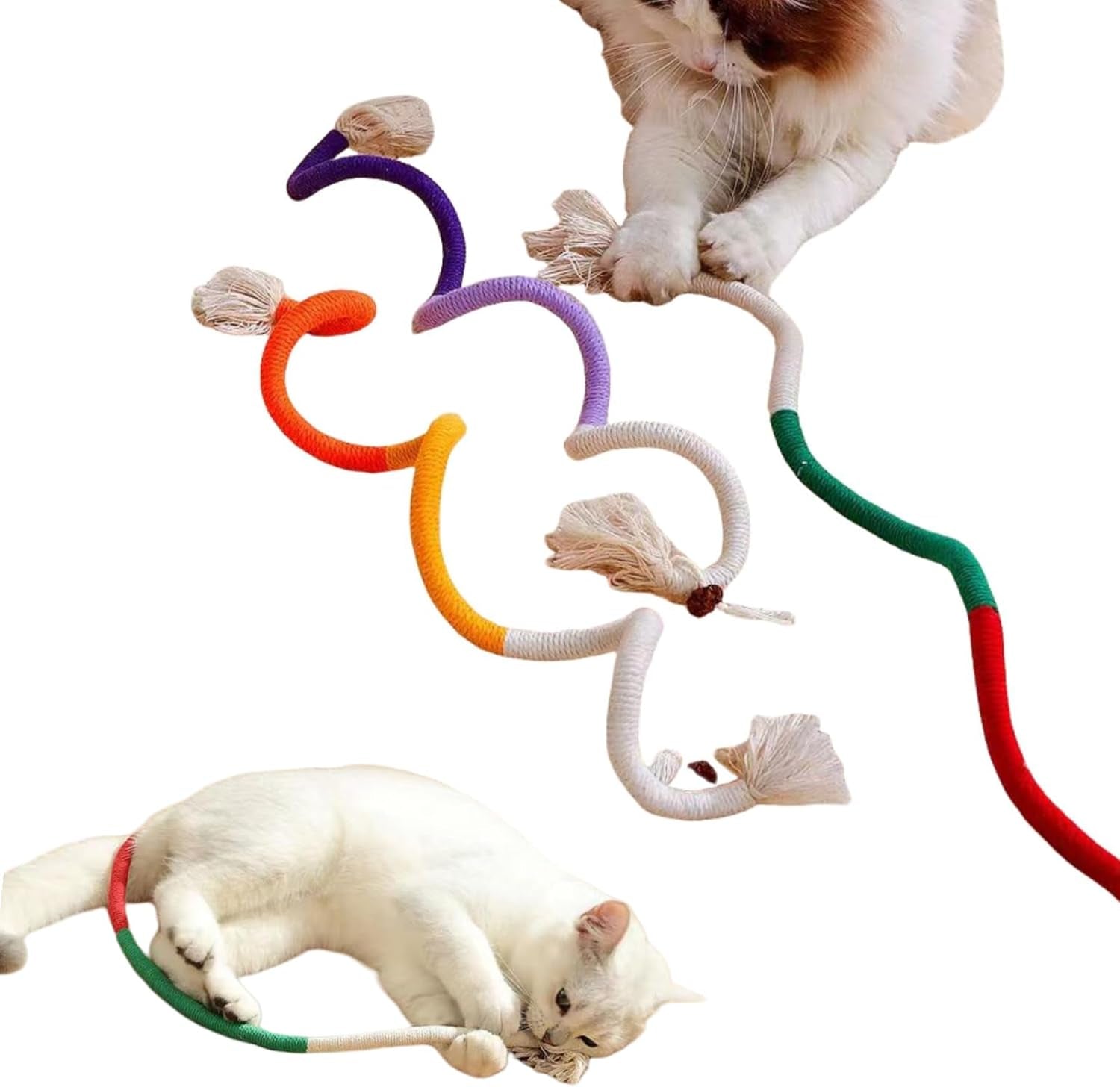 3 Pack Cotton Cat Toys Teething Toys for Kittens, Interactive Cat Chew Rope Toy for Teeth Cleaning Natural Catnip Dog Toys Cat Dental Toy for Aggressive for Indoor Cats