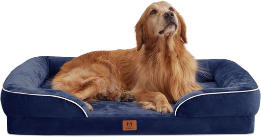 Cozylux Orthopedic Dog Bed for Extra Large Dogs - XL Washable Dog Sofa Bed Large, Supportive Foam Pet Couch Bed with Removable Washable Cover for Dogs up to 90 Lbs Navy Blue