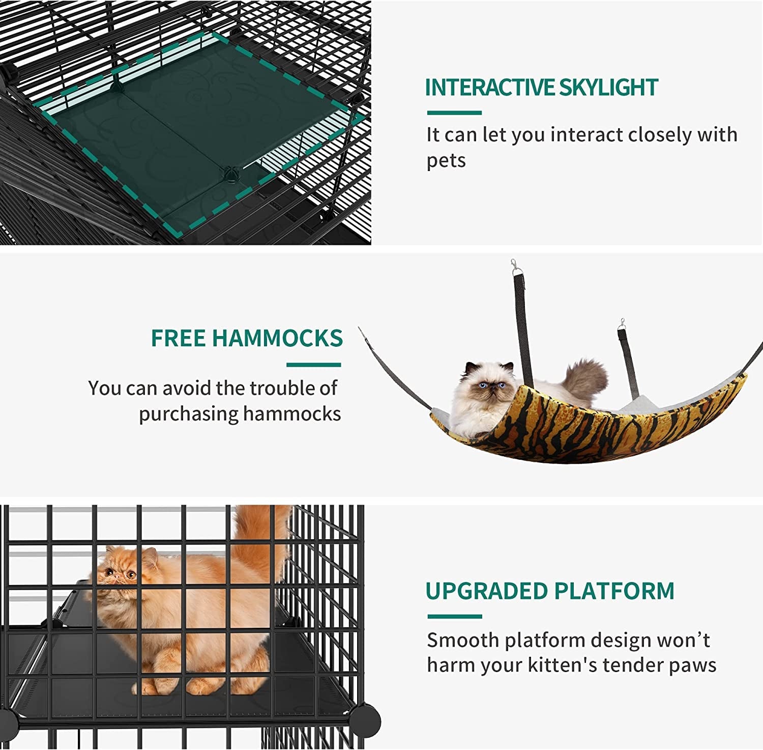 YITAHOME Large Cat Cage Indoor Enclosure Metal Wire 4-Tier Kennels DIY Cat Playpen Catio with Large Hammock for 1-3 Cats