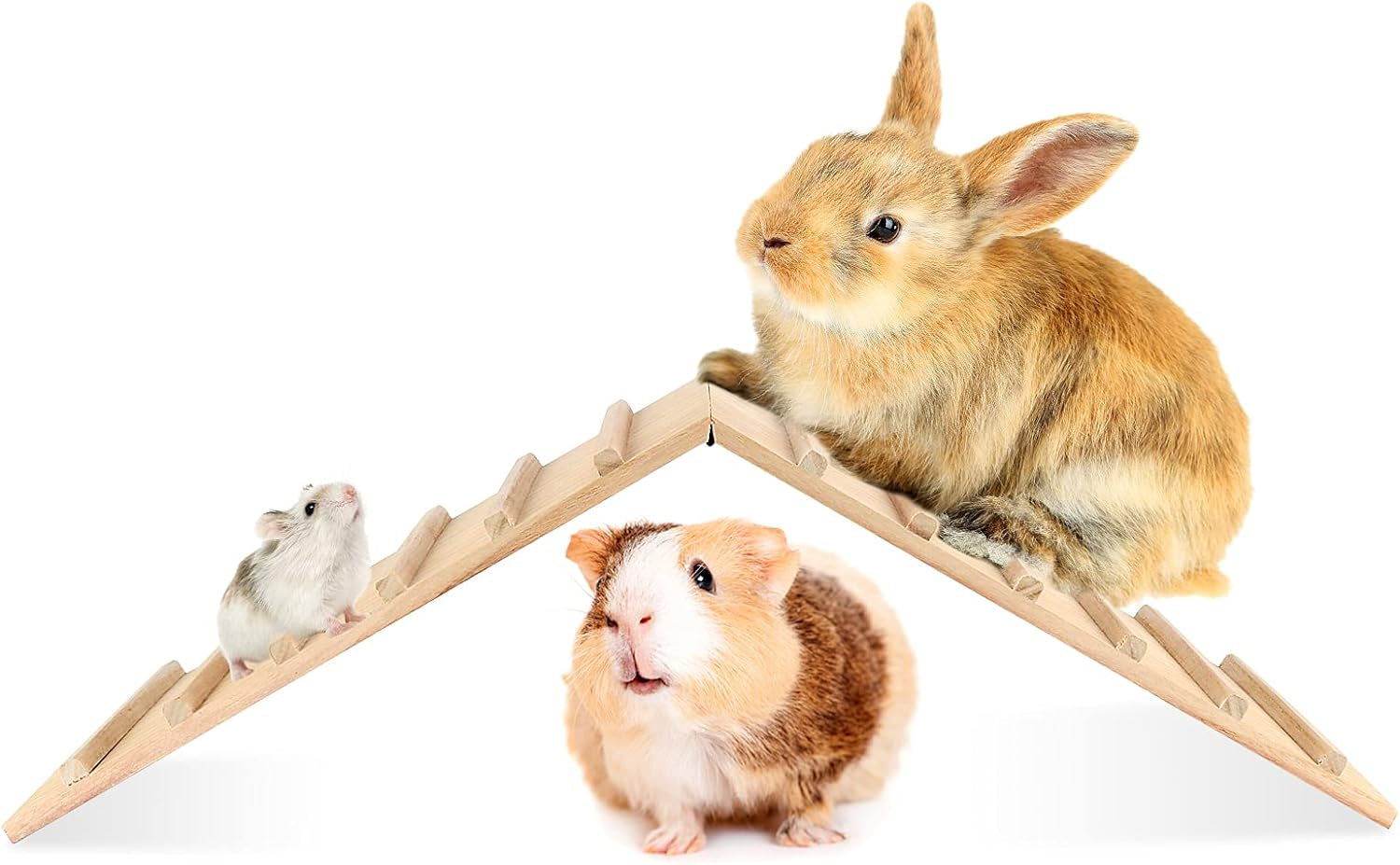 YUEPET Small Animal Wooden Cage Bridge Guinea Pig Habitat Ramp over Nature Climbing Ladder Toy for Rabbit Hamster Bunny Ferret Squirrel Hedgehog Chinchilla Rat Gerbils Mouse