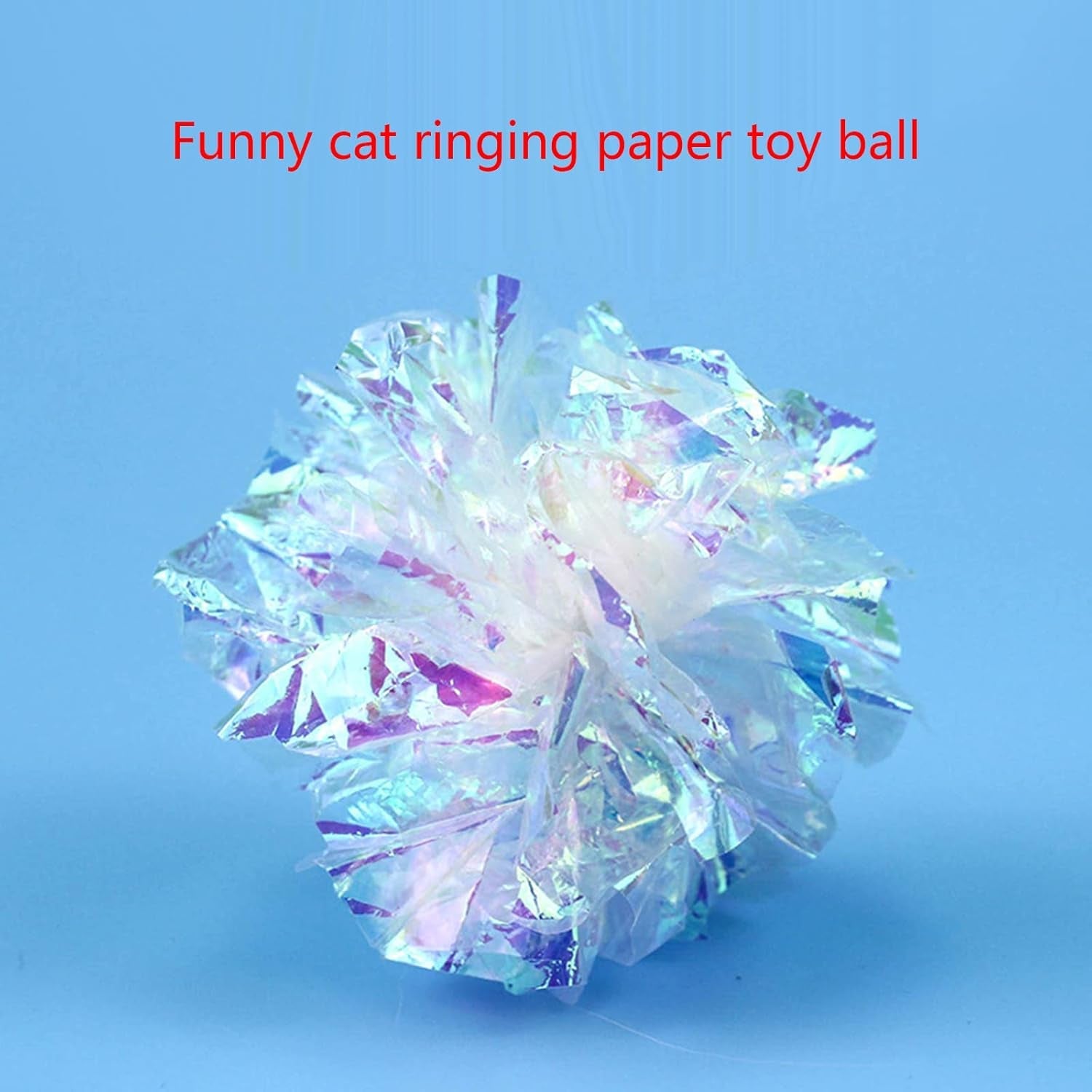 2Pcs Crinkle for 2 Inches Colorful Stress Toy Lightweight Shining Dye Free Ball for Cats for Play Toys