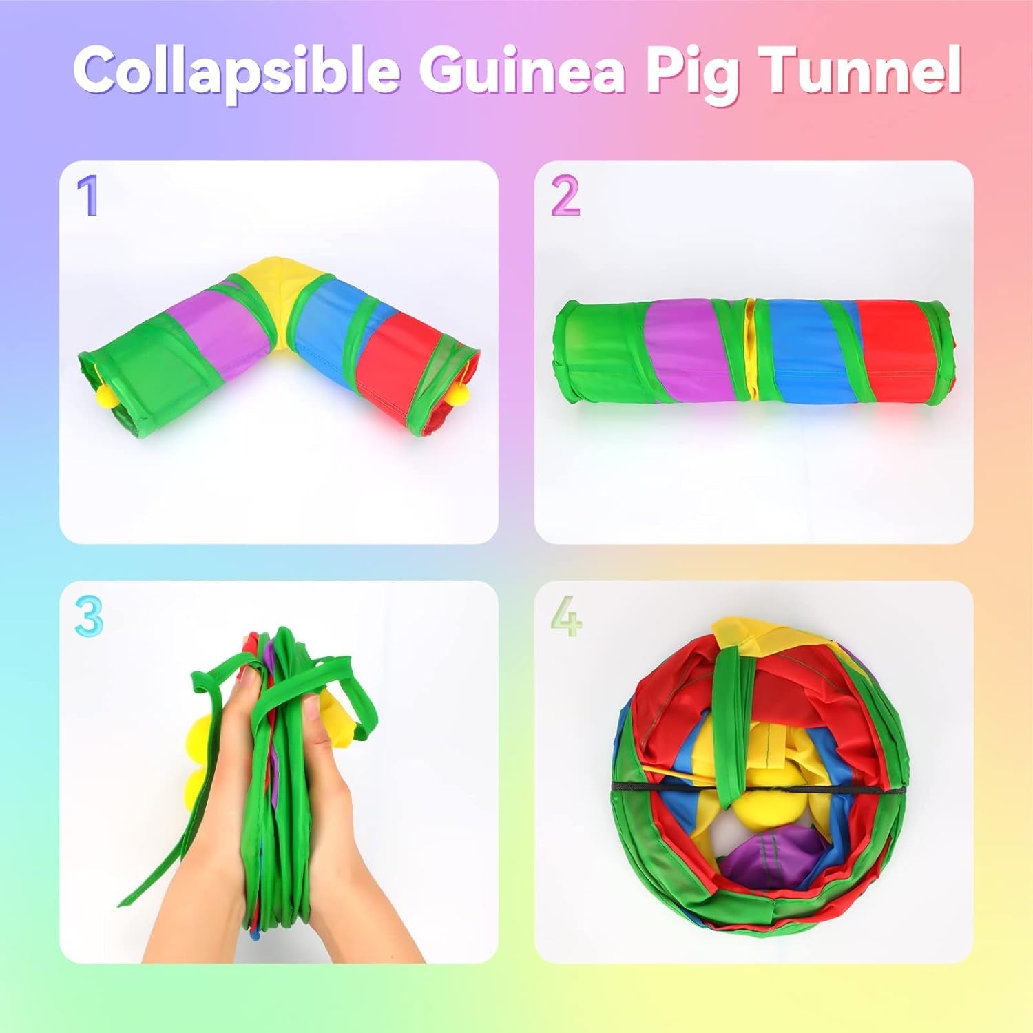 YUEPET Guinea Pig Corner Tunnel and Tube Collapsible Ferret Tunnel, Small Animal Corner Hideout for Guinea Pig Ferret Hamster Chinchilla Sugar Glider