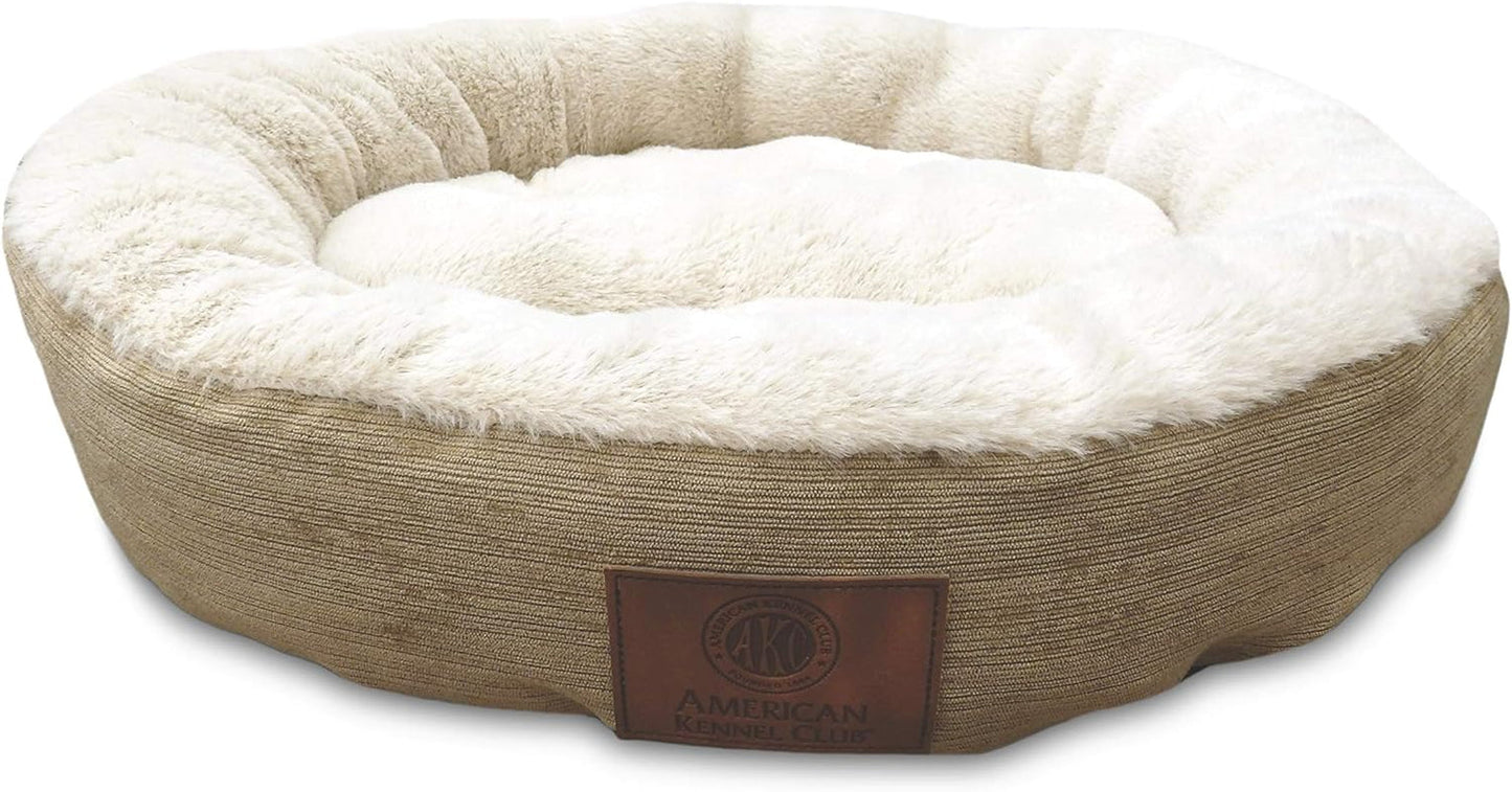 American Kennel Club AKC3615GRAY Mason 22" round Pet Bed, 22.0"L X 22.0"W X 6.0"Th