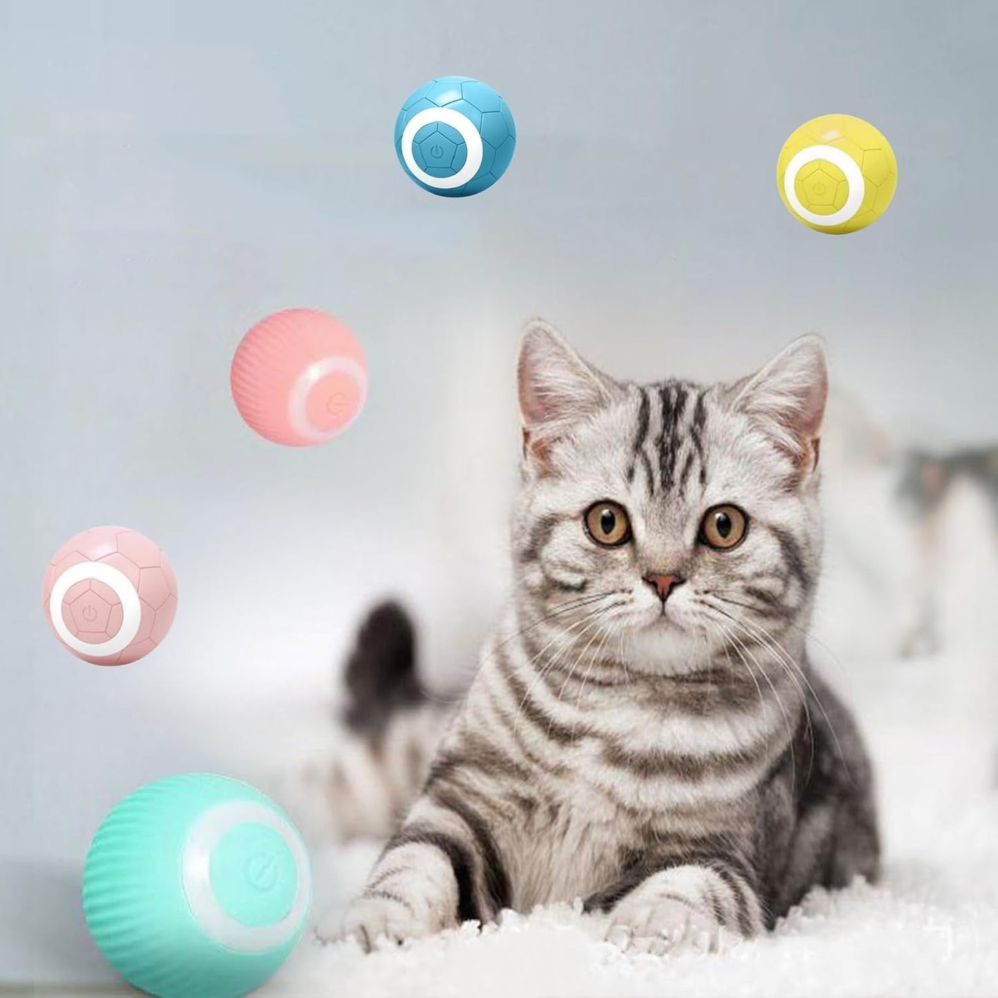 2024 New Aiveys Cat Ball, Aiveys the Original Rotating Smart Ball, Power Ball 2.0 Cat Toy, Interactive Cat Toys Ball with Led Lights (A)